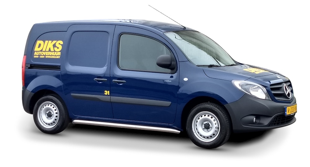 Blauwe Diks bestelsbus met logo