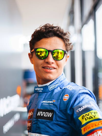 Lando Norris wearing SunGod Sierras