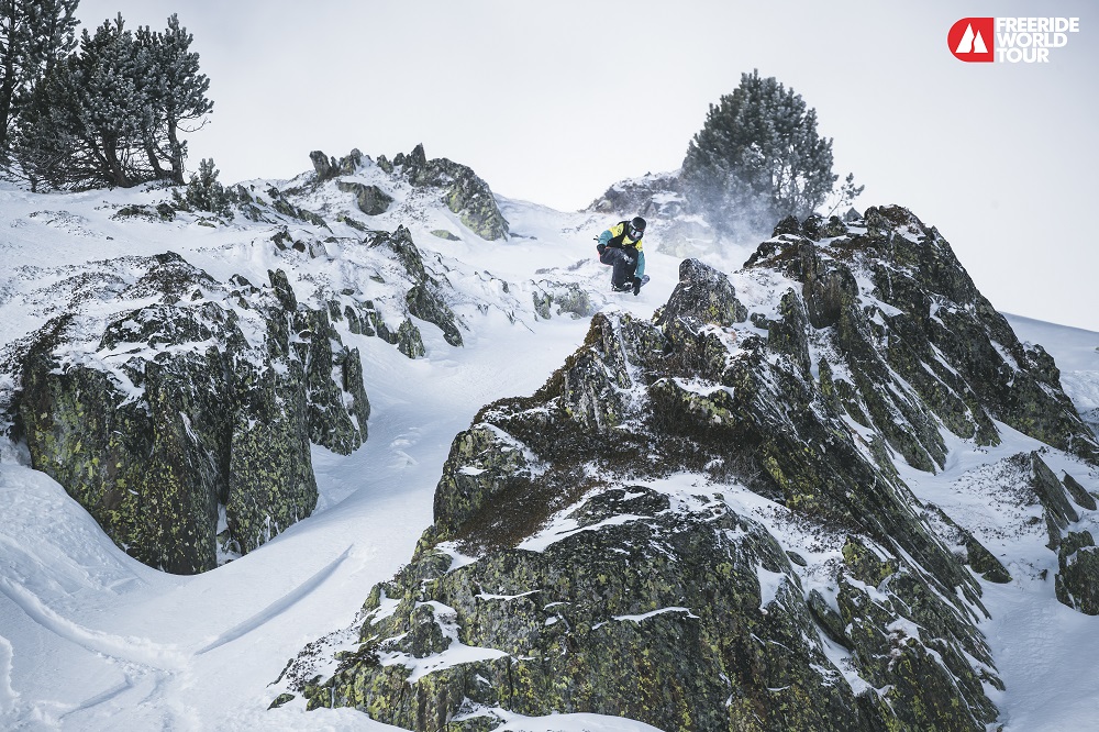 French rider Marion Haerty wins this stage which means she takes the FWT 2019 Womens Snowboard title before the final in Verbier has even started Photo: M.Knoll