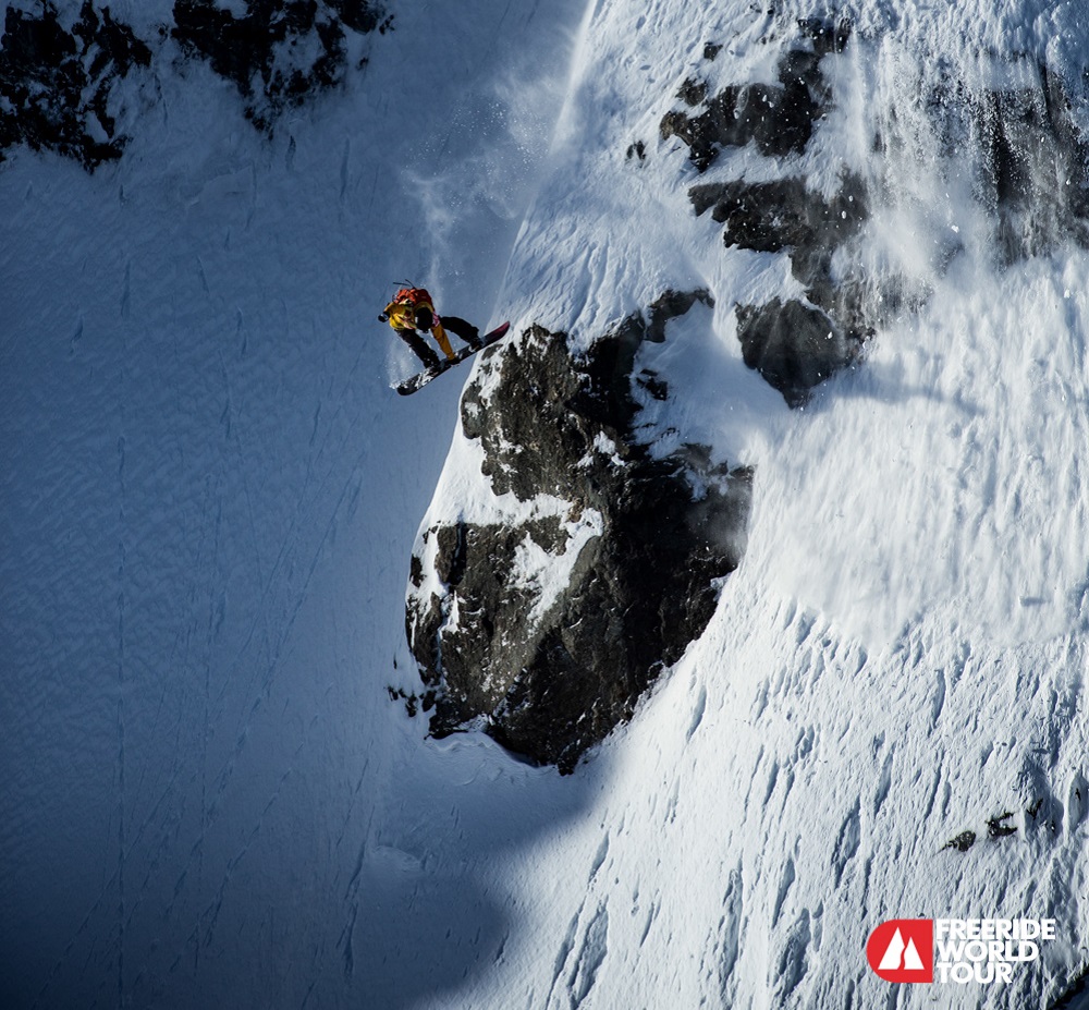 SunGod Pro Team athlete, Thomas Feurstein gets airborne in the Freeride World Tour last year.  Photo: J.Bernard