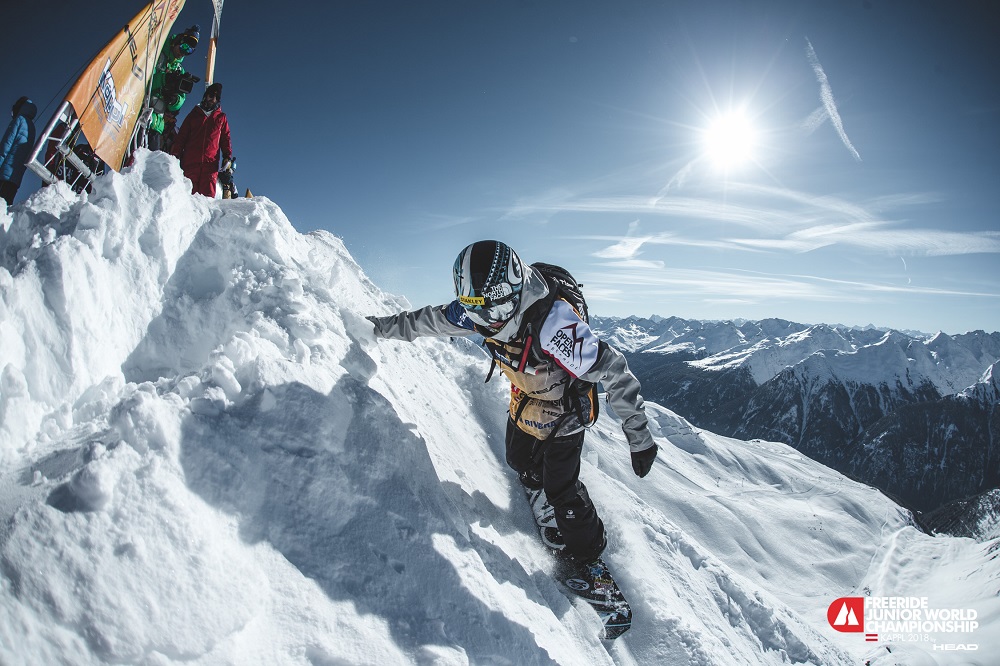 SunGod Ambassador, Liam Rivera drops in at the Freeride Junior World Championships in Austria last year.  Photo: McKnoll
