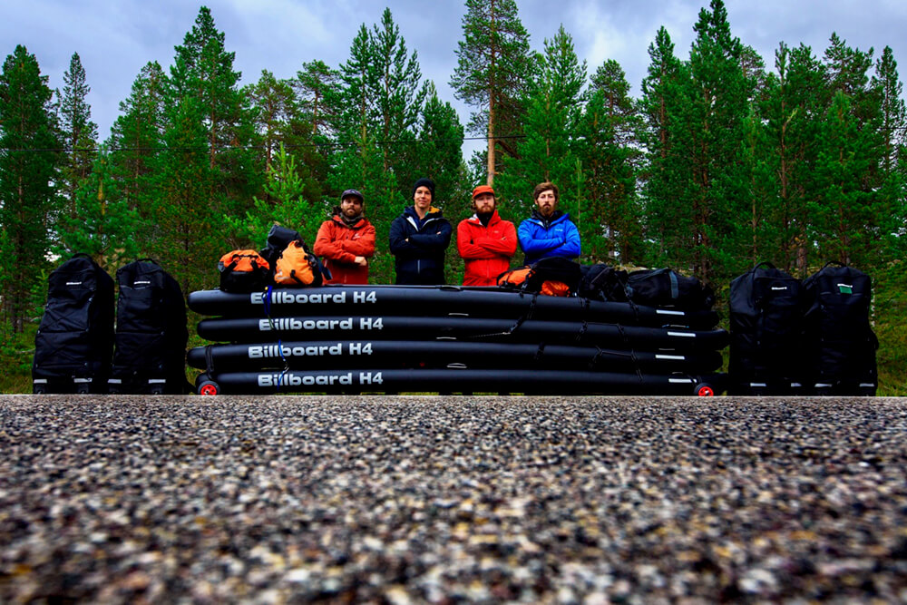 Obligatory team shot whilst building our makeshift portage trolley Photo: Jay Dike