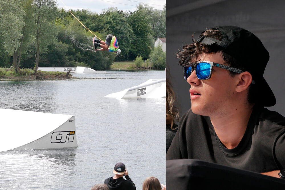 Liam Peacock mid way through a double at Plastic Playground 2017 as Ryan looks on from the judges tent.