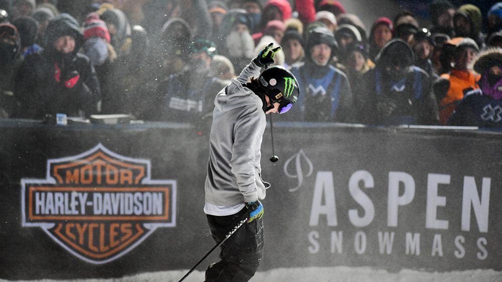 James 'Woodsy' Woods wins X Games Big Air Gold in his SunGod x Woodsy Signature Series Goggle. Photo: Eddie Perlas | ESPN Images