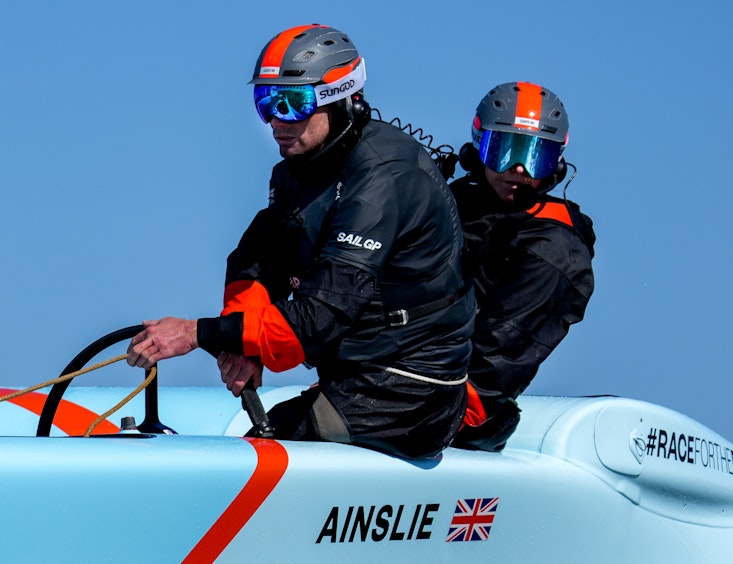 Two sailors wearing SunGod goggles