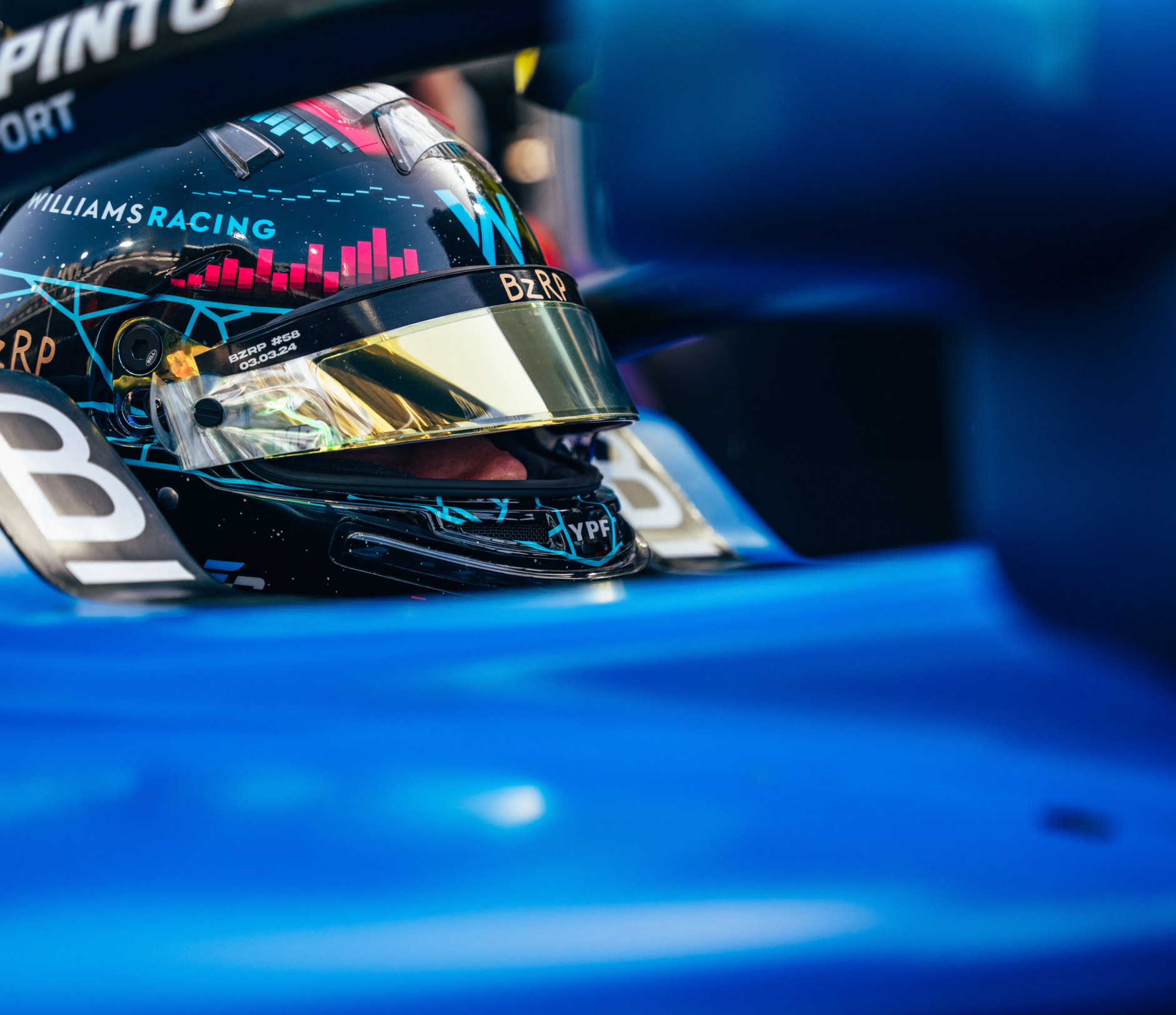 Williams F1 driver in cockpit