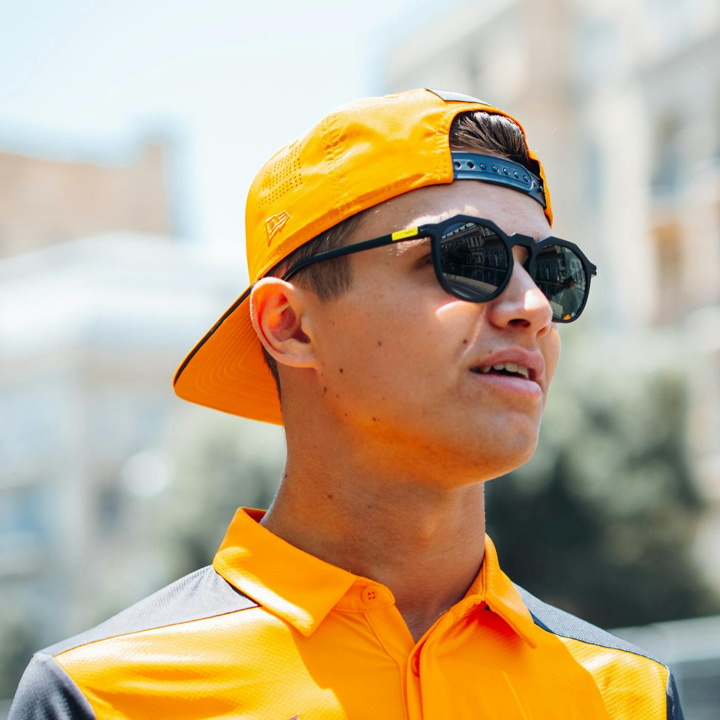 Lando Norris wearing SunGod Zephyrs Sunglasses