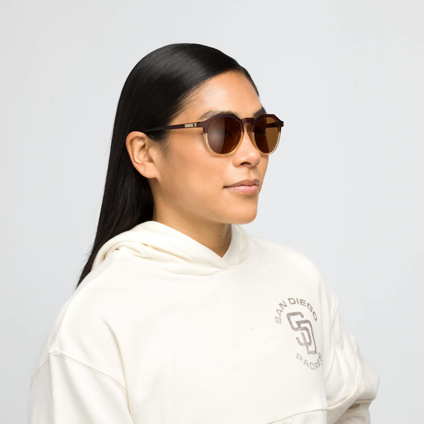 Female model wearing San Diego Padres Zephyrs Sunglasses