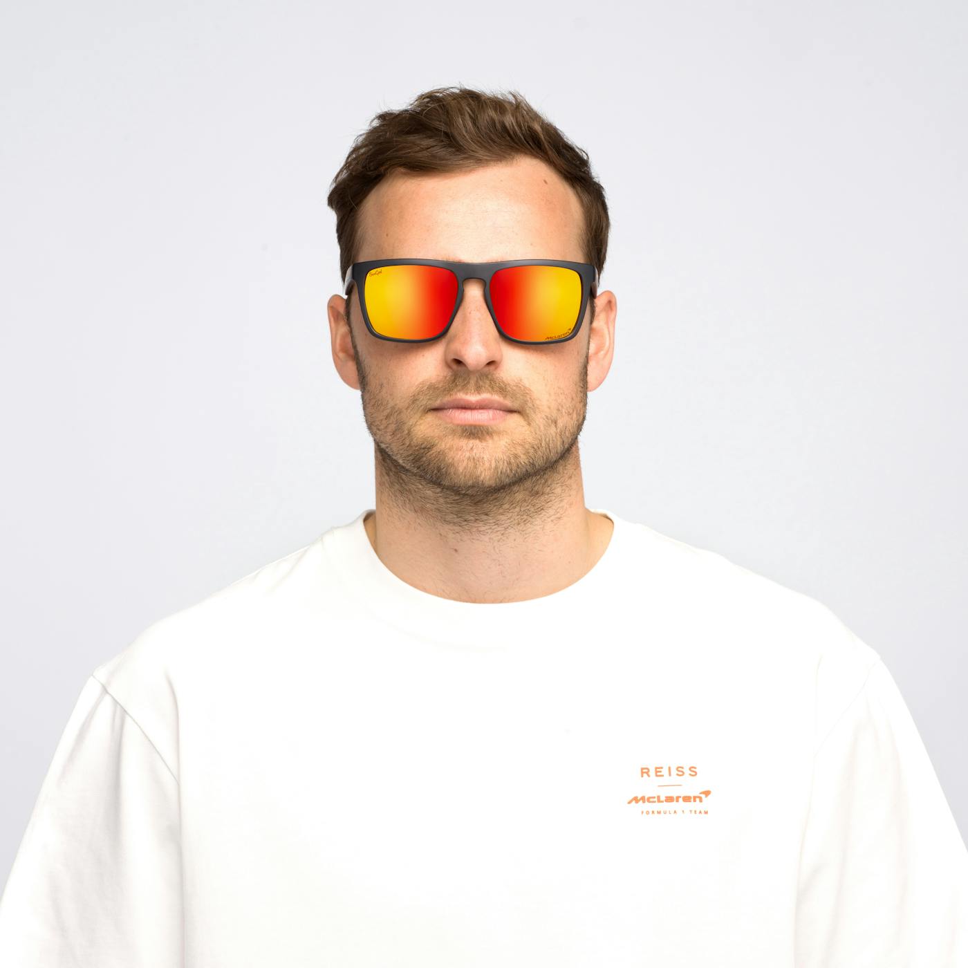 Male model wearing McLaren Renegades sunglasses