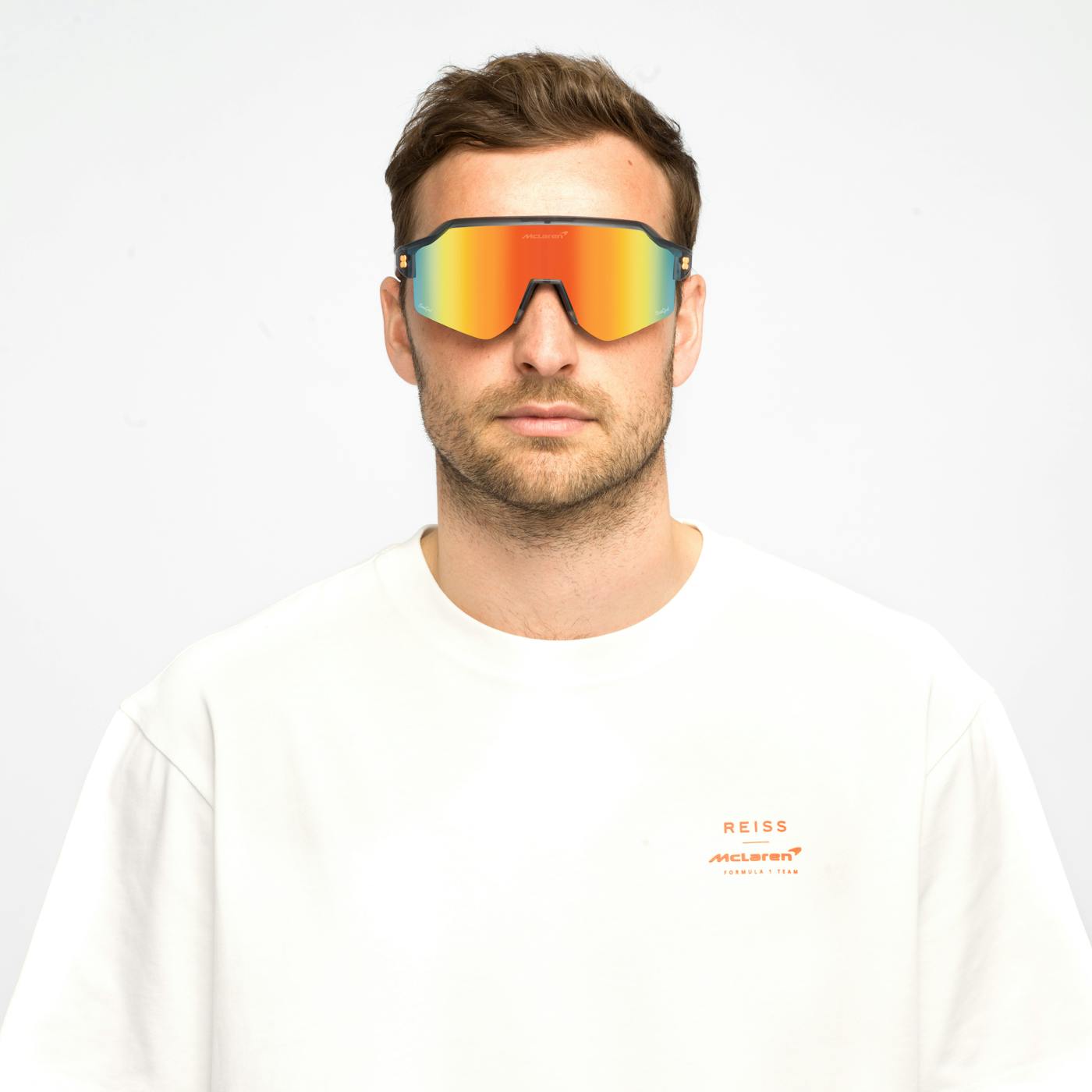 Male model wearing McLaren Vulcans sunglasses