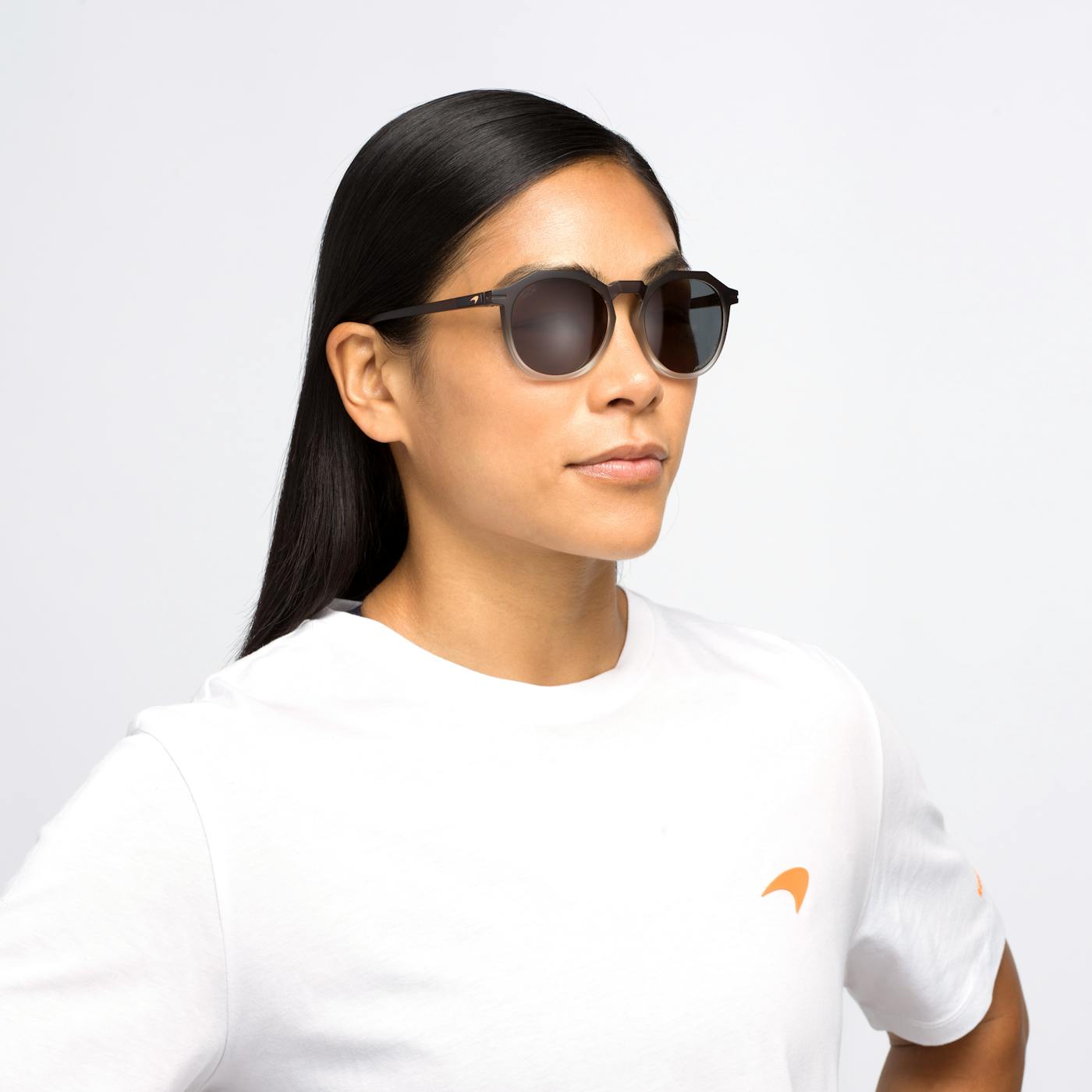 Female model wearing McLaren Zephyrs sunglasses