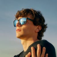 Renegades Sunglasses in Matte Black with Blue Lens