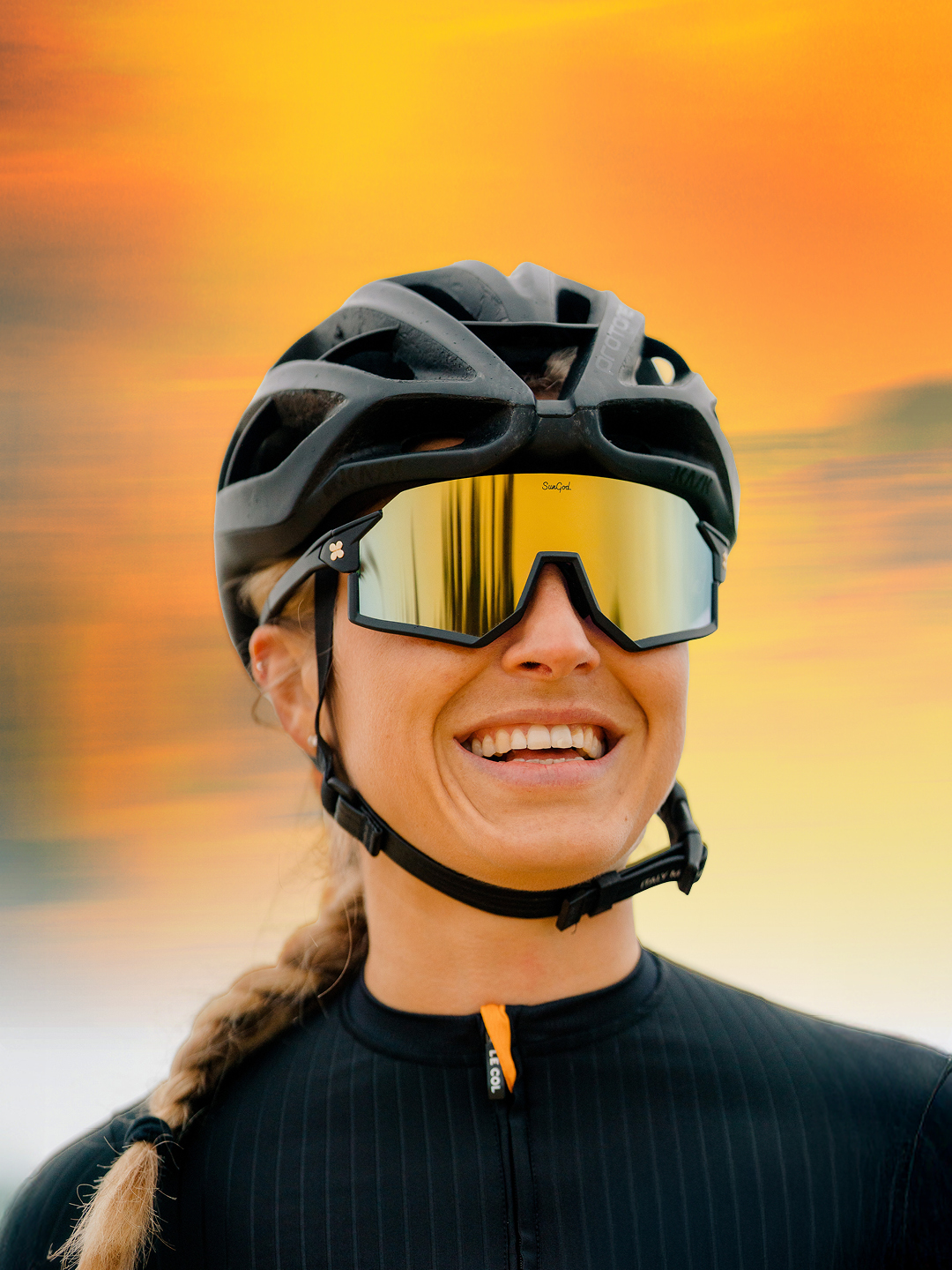 Woman wearing SunGod sunglasses