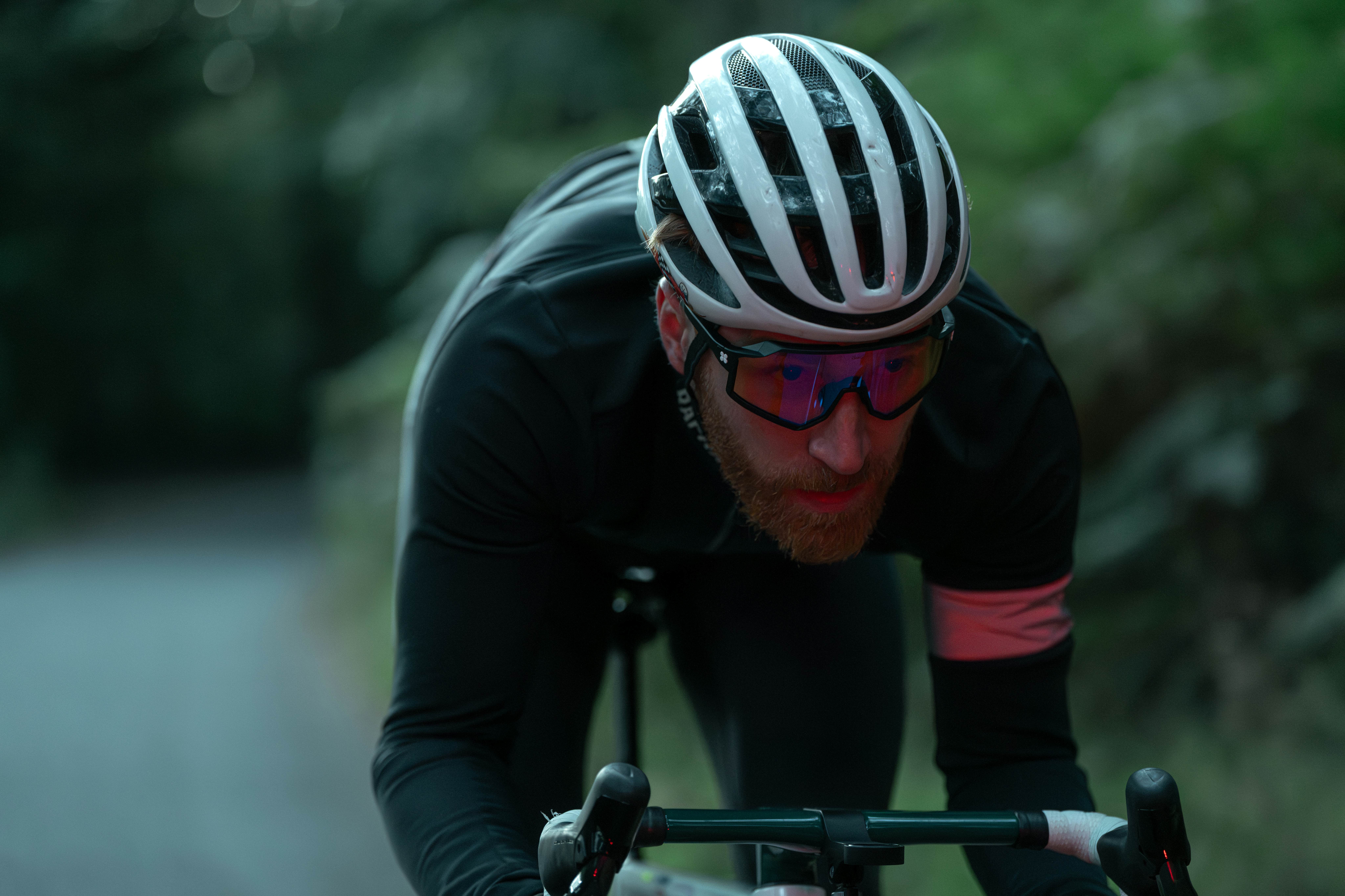 Alec cycling in low-light