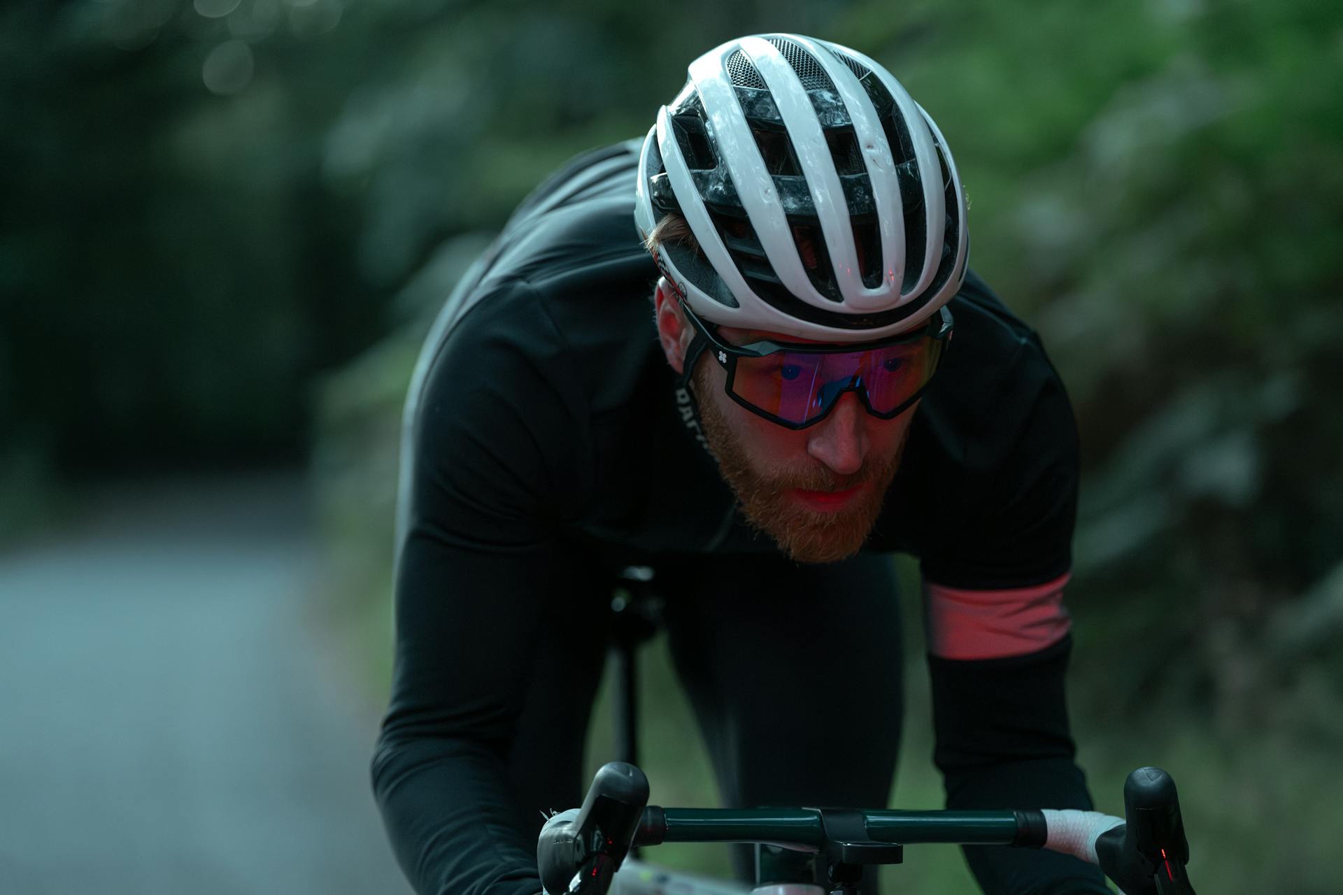 Alec cycling in low-light
