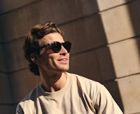man wearing SunGod brown lens sunglasses