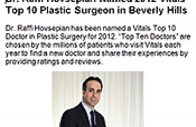 Raffi Hovsepian, MD Blog | Dr. Raffi Hovsepian Named 2012 Vitals Top 10 Plastic Surgeon in Beverly Hills