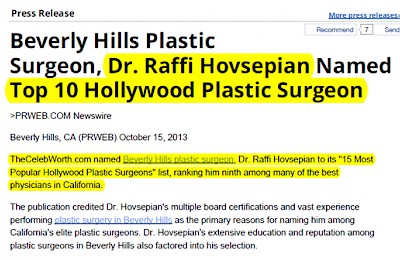Raffi Hovsepian, MD Blog | Beverly Hills Plastic Surgeon, Dr. Raffi Hovsepian Named Top 10 Hollywood Plastic Surgeon