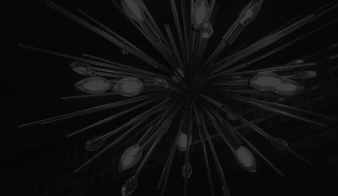 darkened image of a light fixture in RHMD lobby