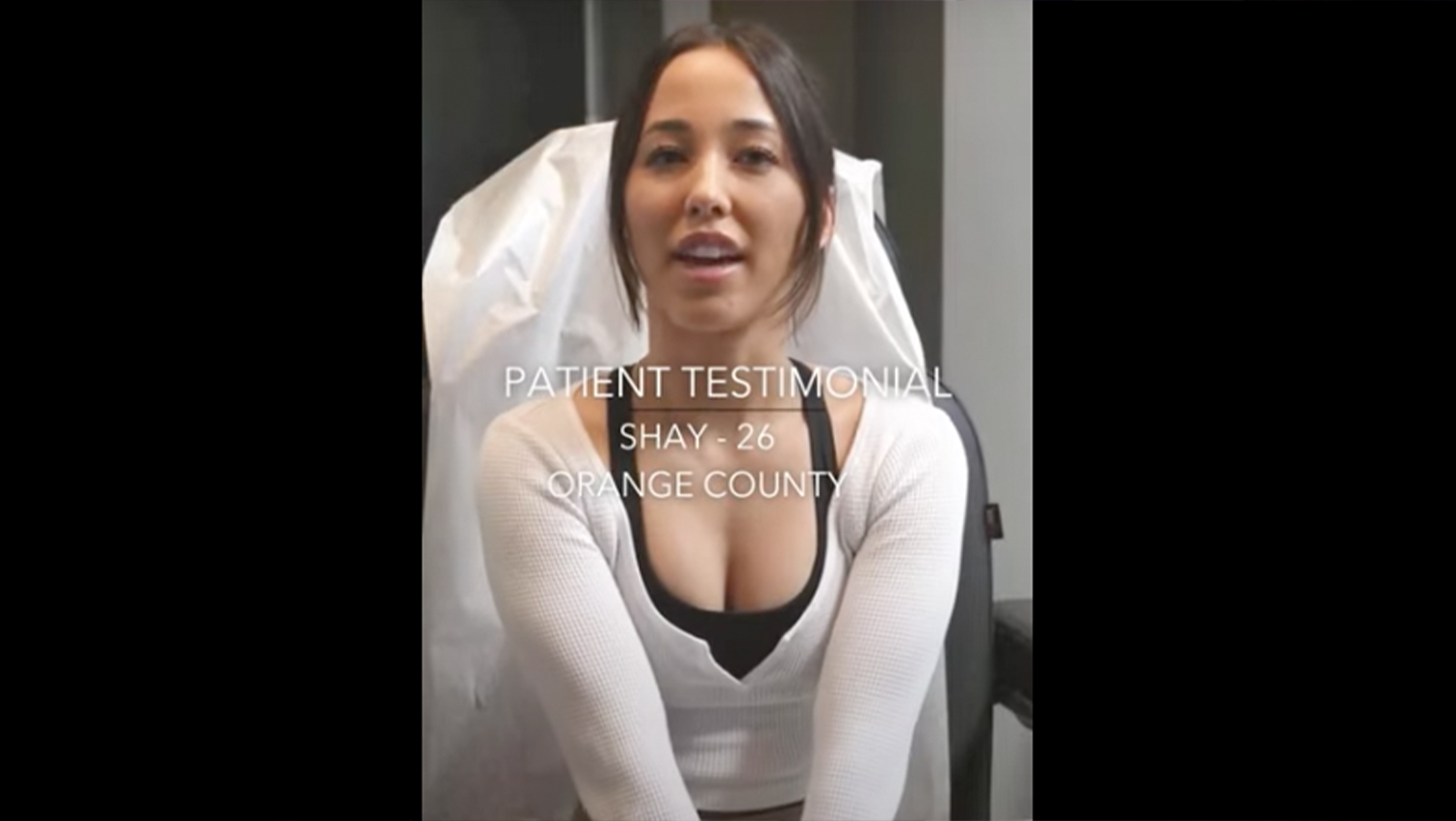 A still from a video patient testimonial about Sculptra BBL