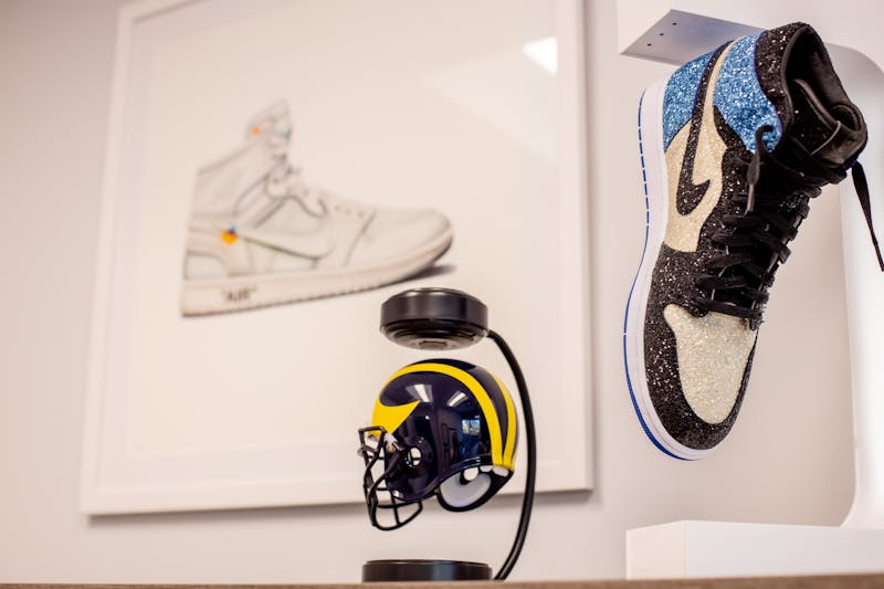 some Nike air inspired shoes and artwork