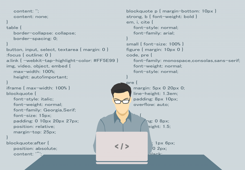 illustration développeur et code
