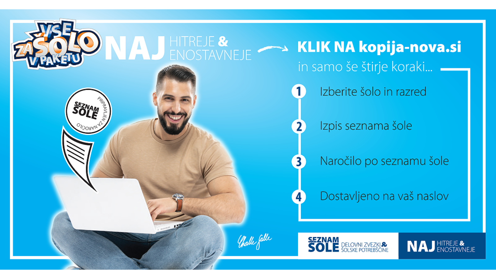Challe Sale razlaga kako opraviti nakup šolskih potrebščin na spletni strani Kopije-nova