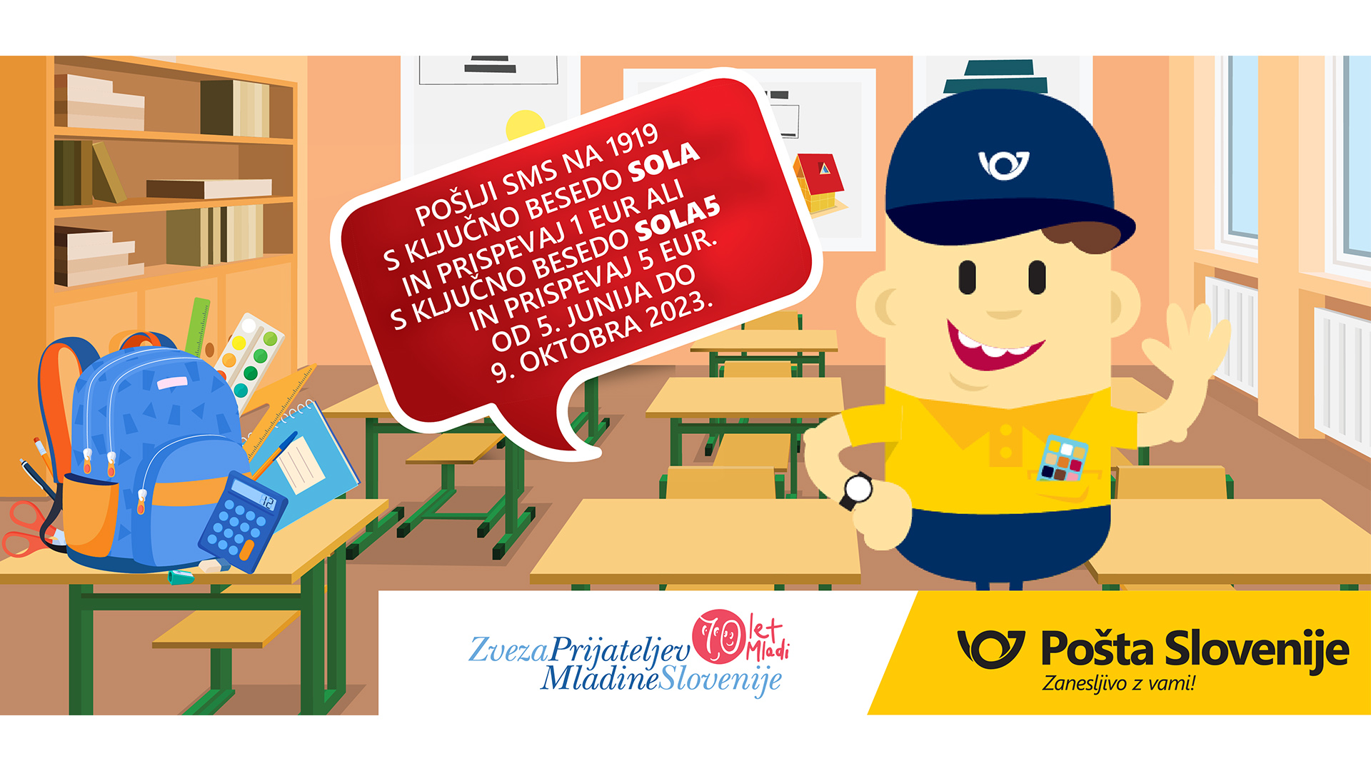 Pričetek dobrodelne akcije Poštar Pavli polni šolske torbe