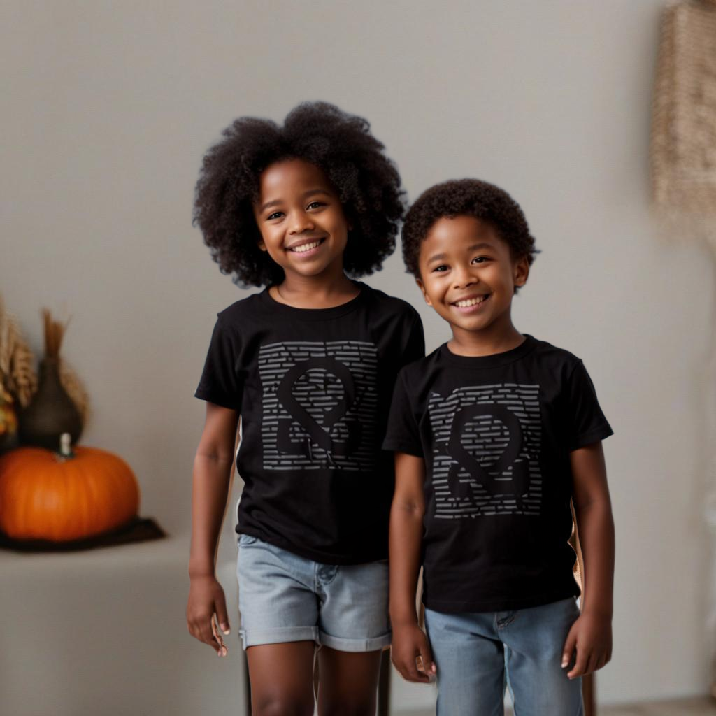 text to image GenAI with two children wearing OctoAI shirts based on custom assets || '
