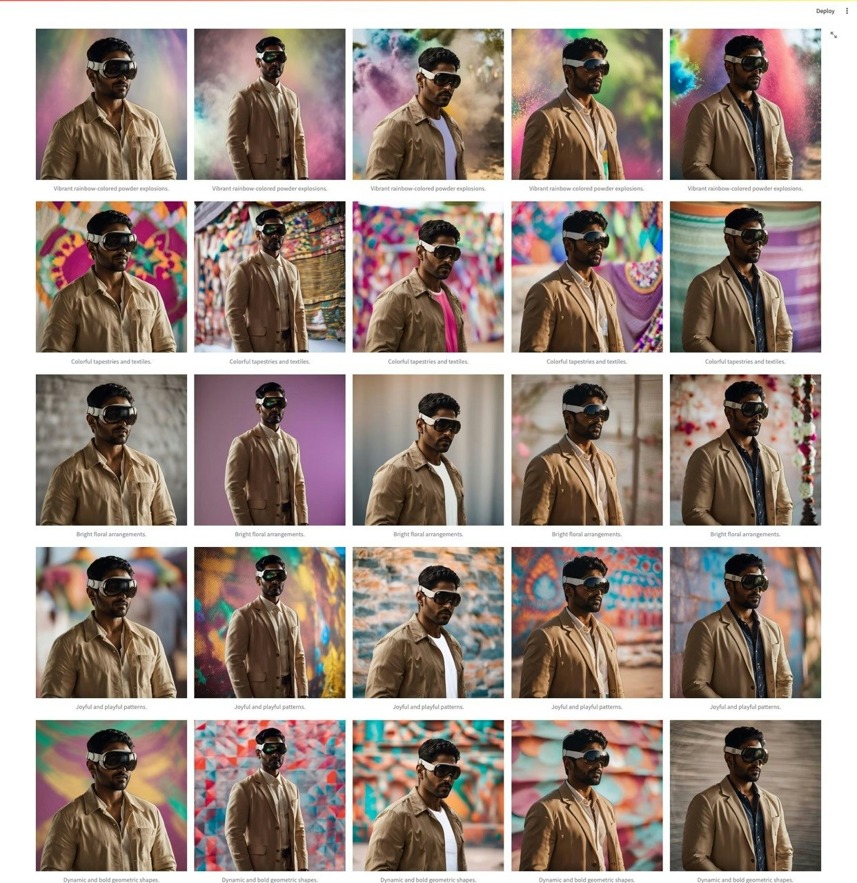 Array of images of a man wearing VR glasses in a product placement || '