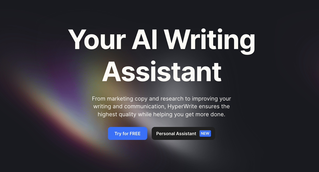 HyperWrite AI writing assistant homepage screenshot || '