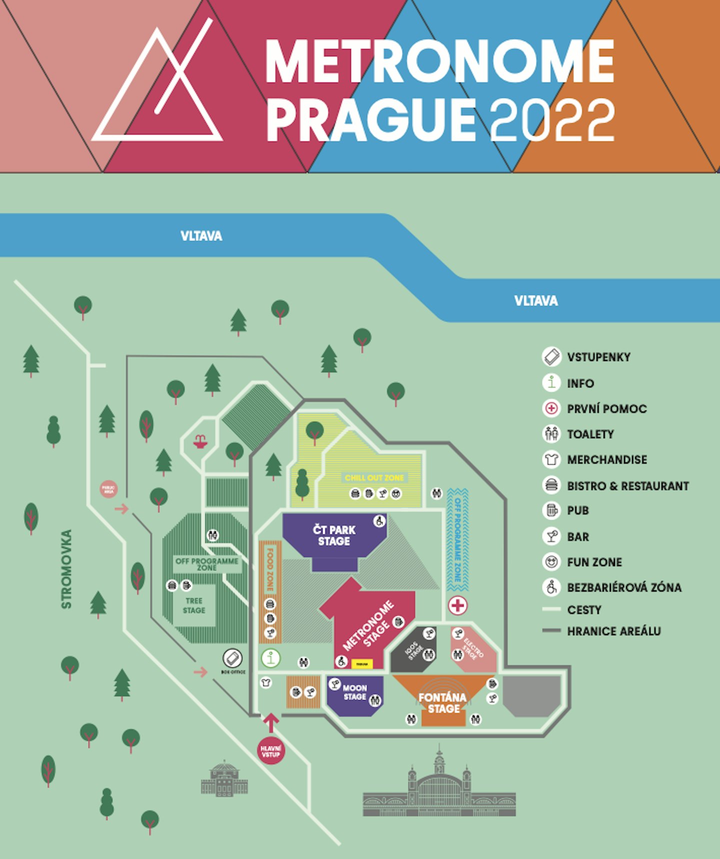 Mapa areálu festivalu Metronome Prague 2022