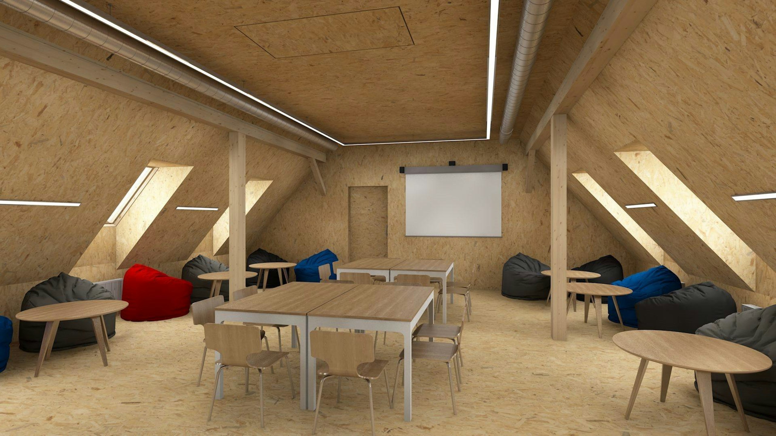 Vizualizace projektu půdní vestavby v budově farního úřadu Staříč