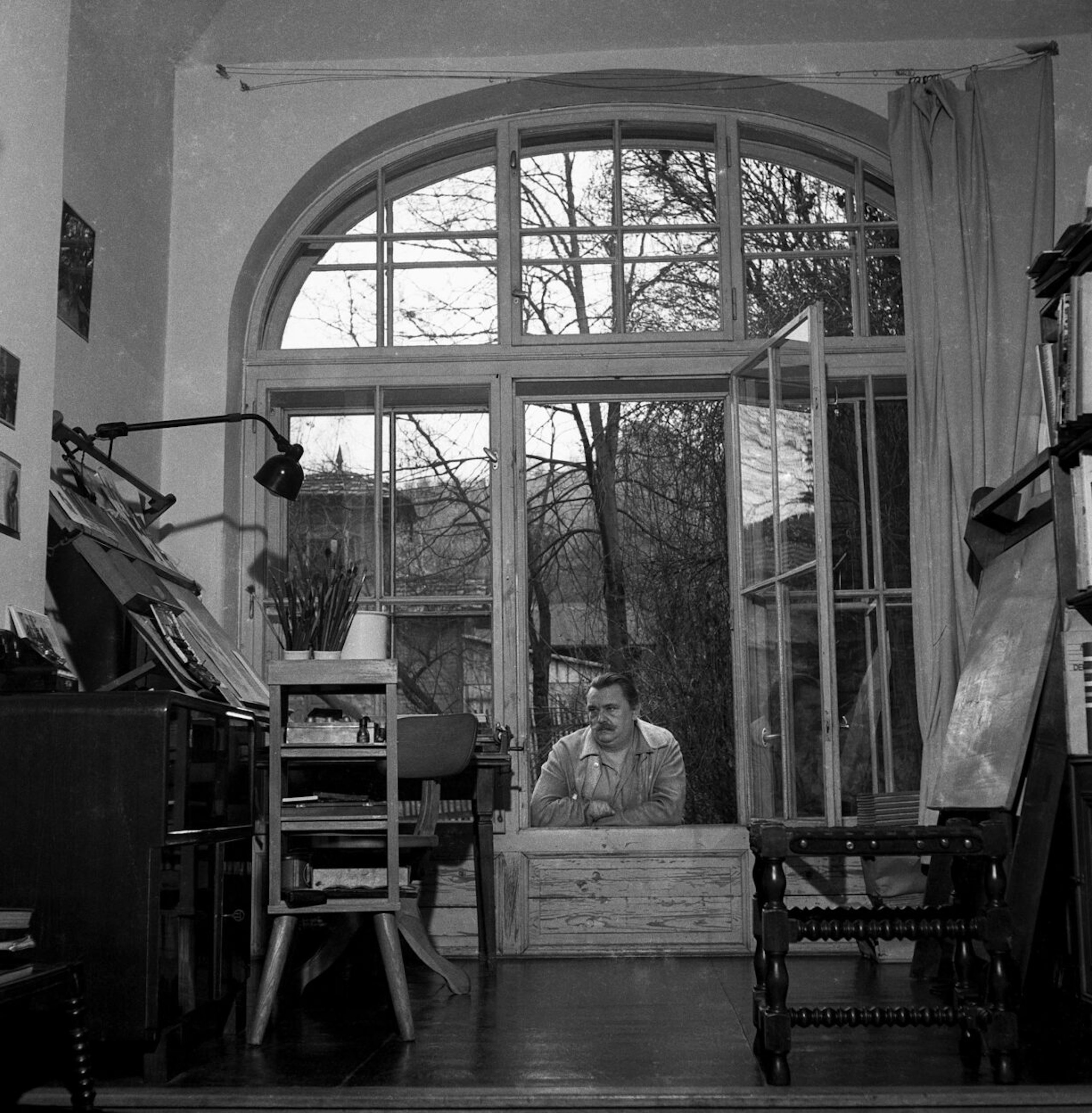 Ateliér Jiřího Trnky v Košířích, 1957, foto: Václav Chochla, © Archiv B&M Chochola