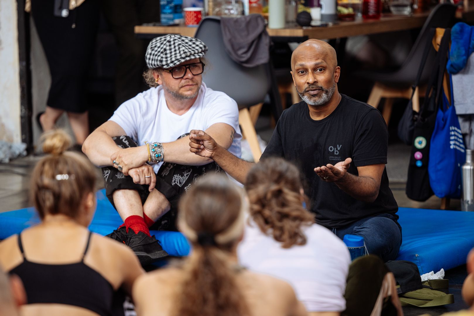 Akram Khan a Rostislav Novák ml. během workshopu v rámci příprav na novou inscenaci Pinokio