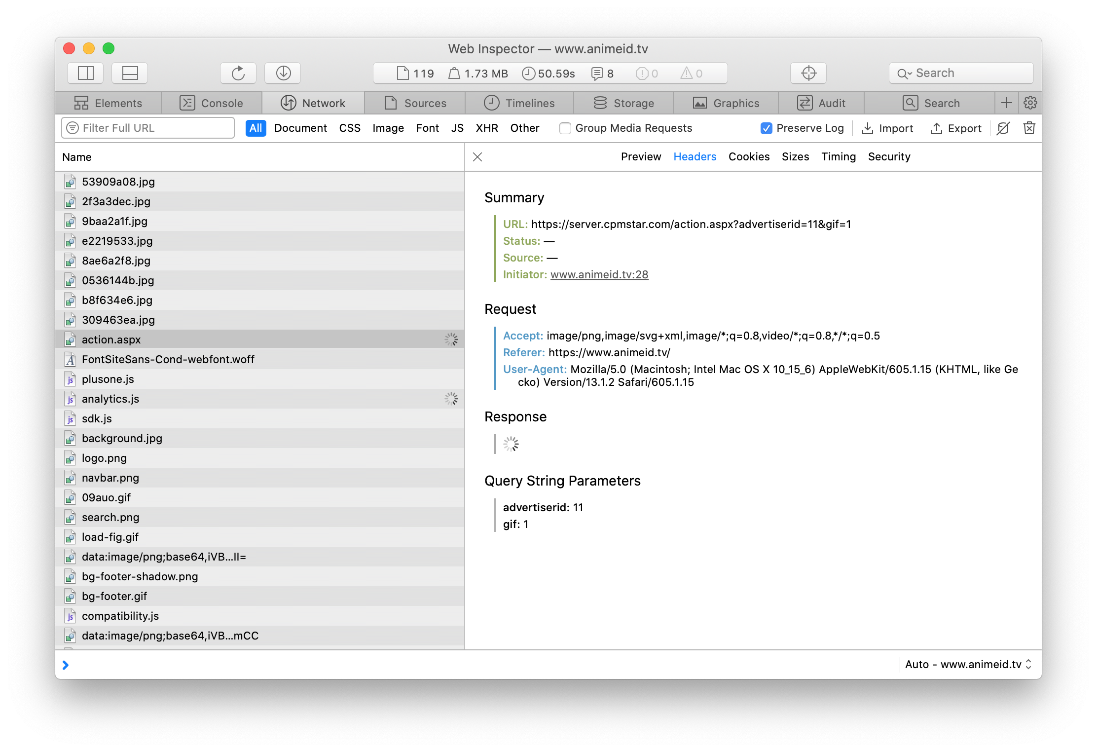 Búsqueda de dominios indeseados Búsqueda de dominios indeseados en el inspector del navegador