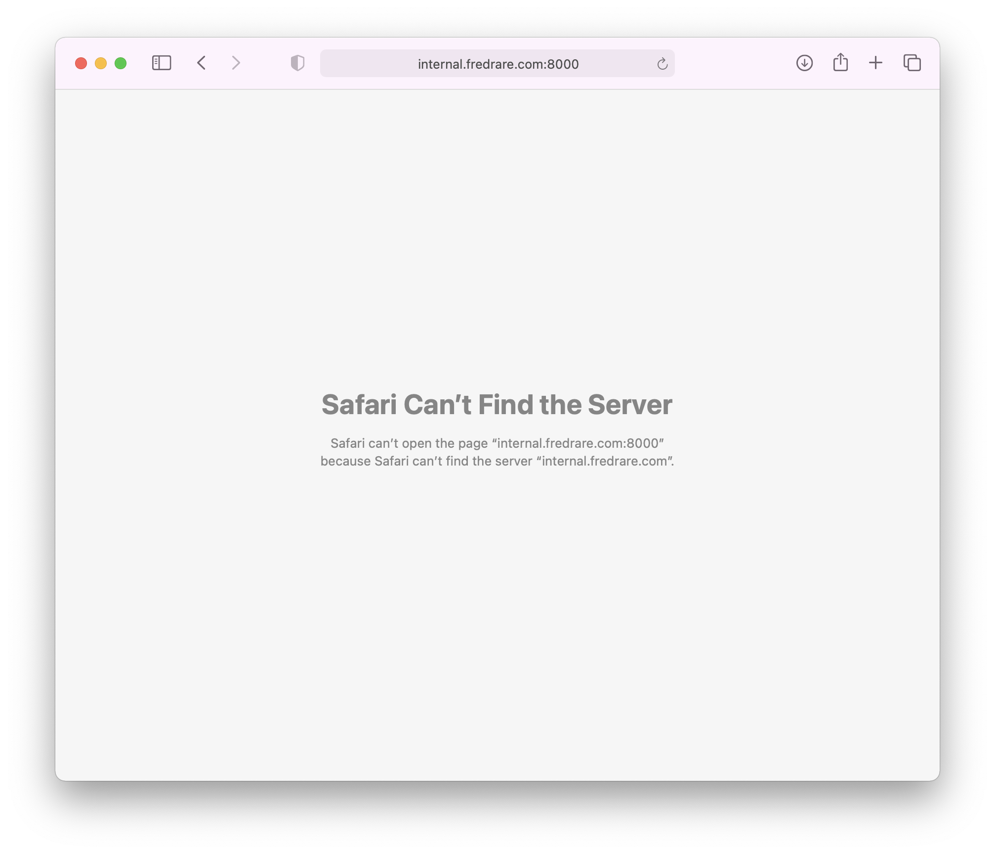 No se puede acceder desde fuera de la red. No se tiene acceso a internal.fredrare.com:8000.