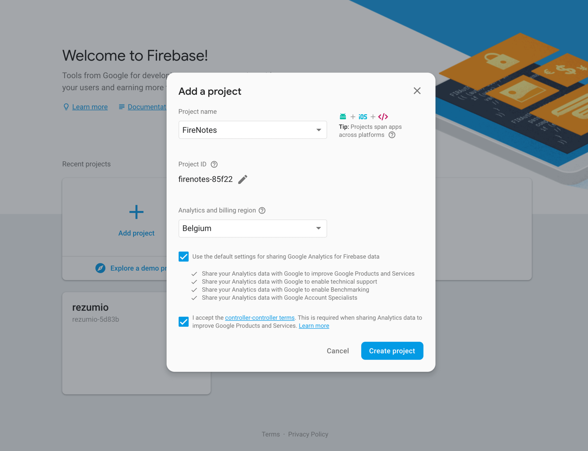 setting up a firebase environment