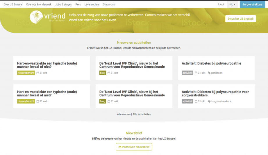 UZ Brussel intranet: Nieuws en activiteiten 