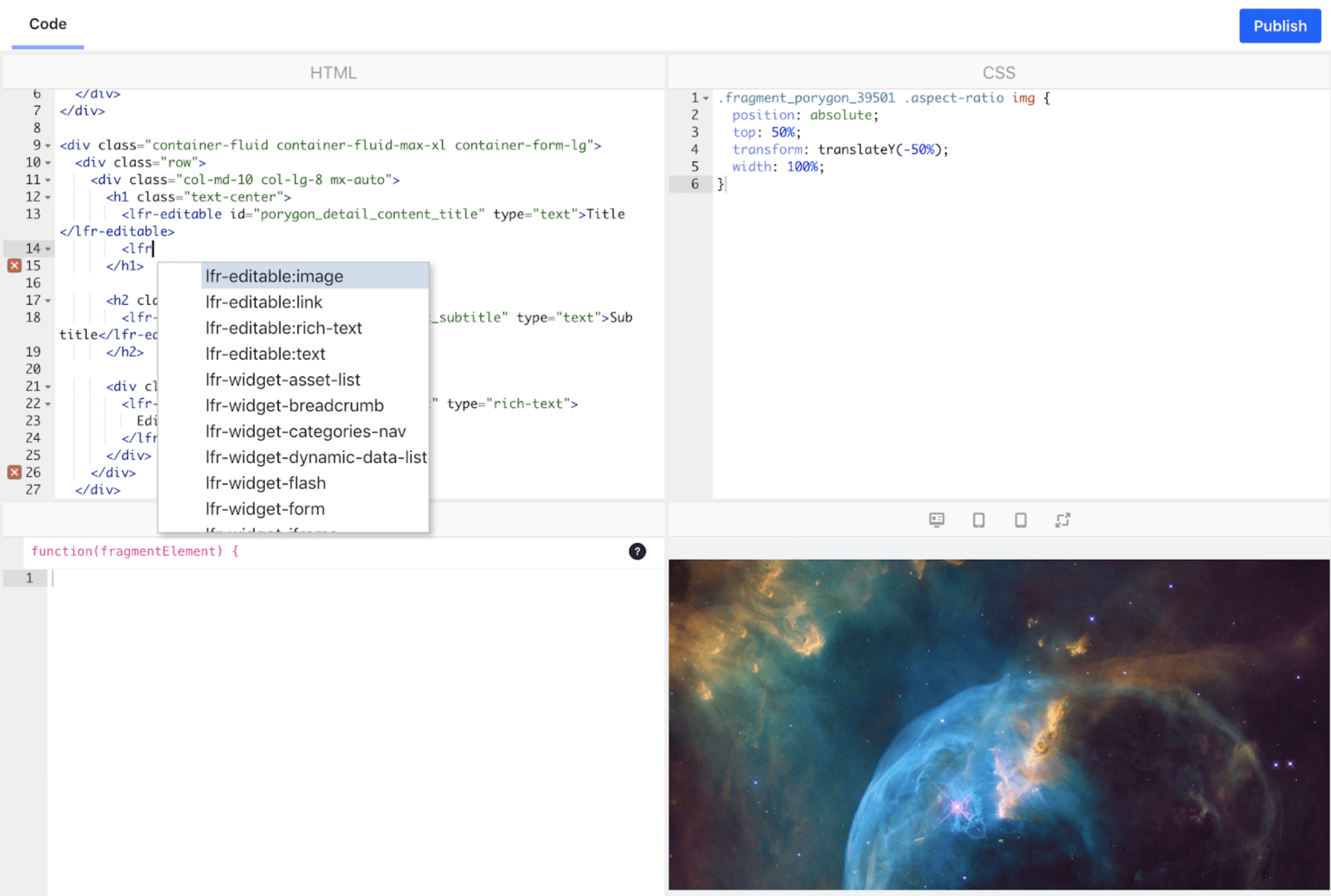 fragments in Liferay