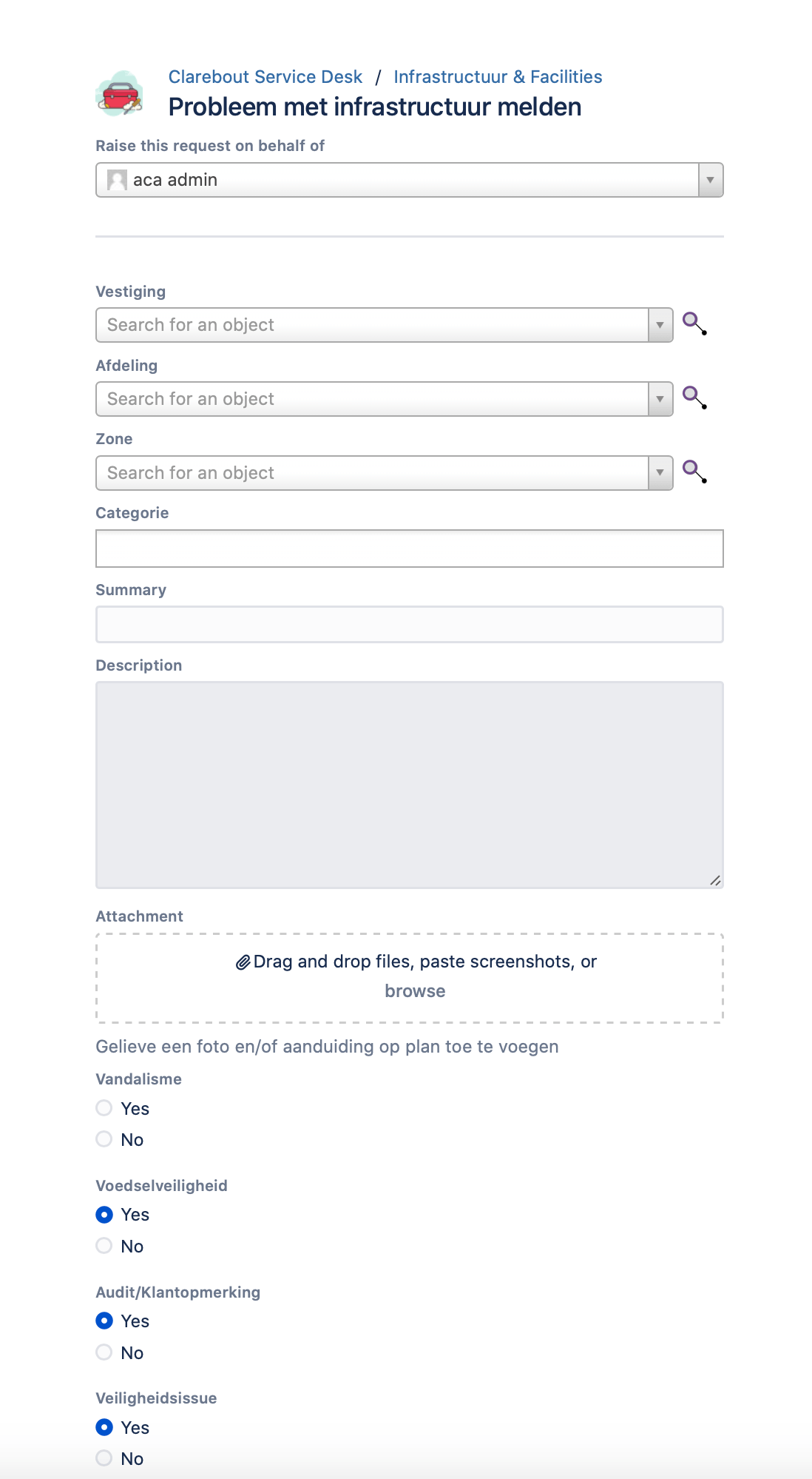 ticket aanmaken in jira service desk