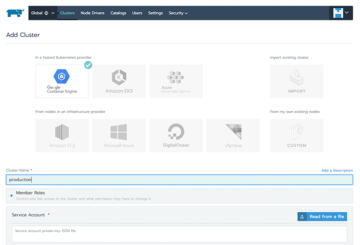 Rancher dashboard