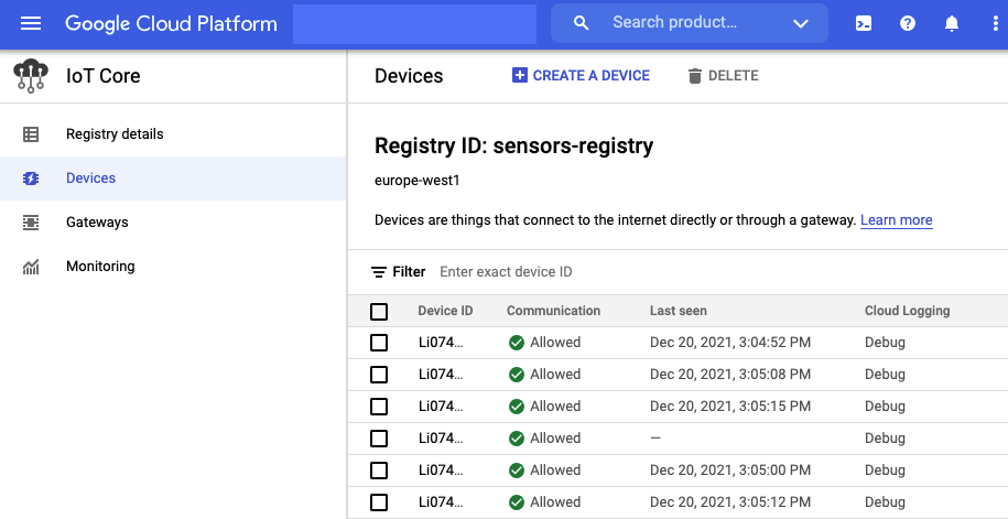 Screenshot of Google Cloud Platform dashboard