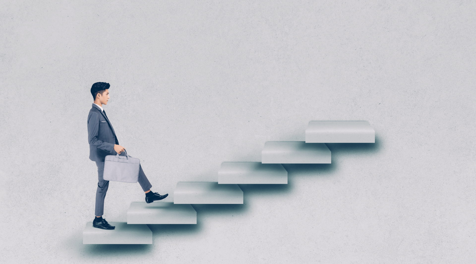How iterative Product Discovery helps you solve the right problem blog post hero image, business man taking steps on stairs
