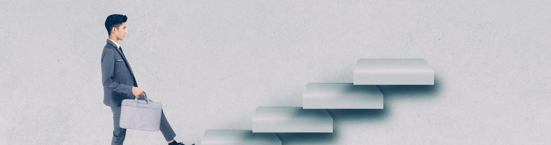 How iterative Product Discovery helps you solve the right problem blog post hero image, business man taking steps on stairs