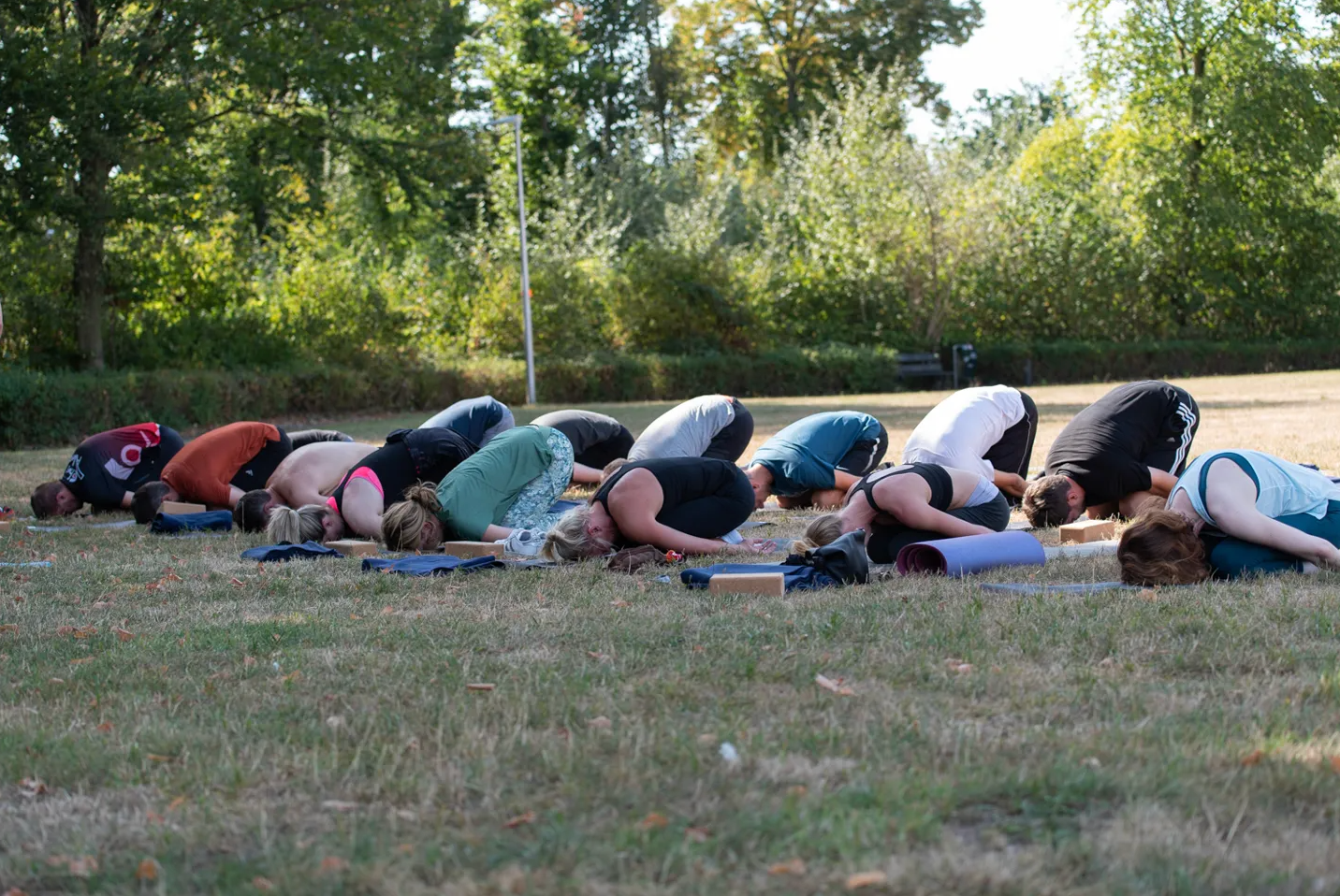 ACA team doing yoga