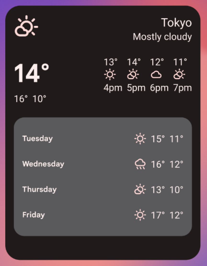 homescreen widget weather