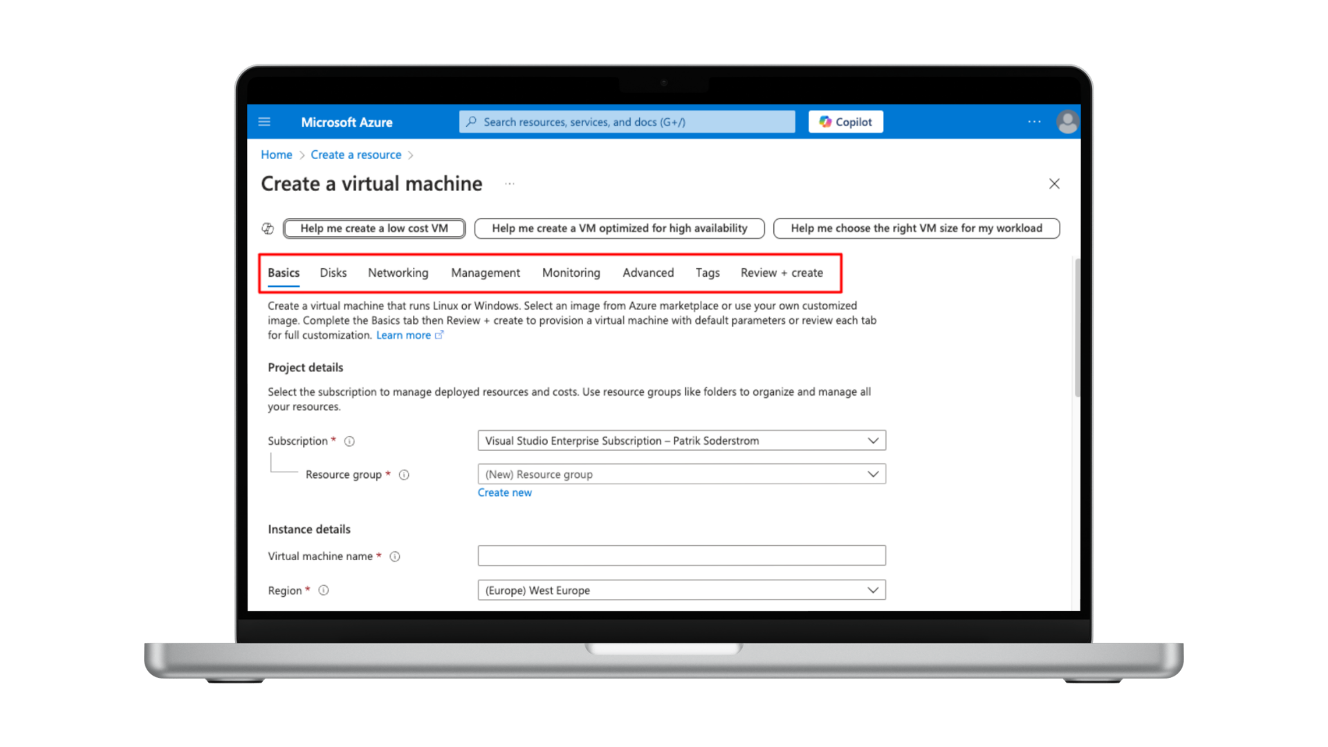 laptopscreen with azure