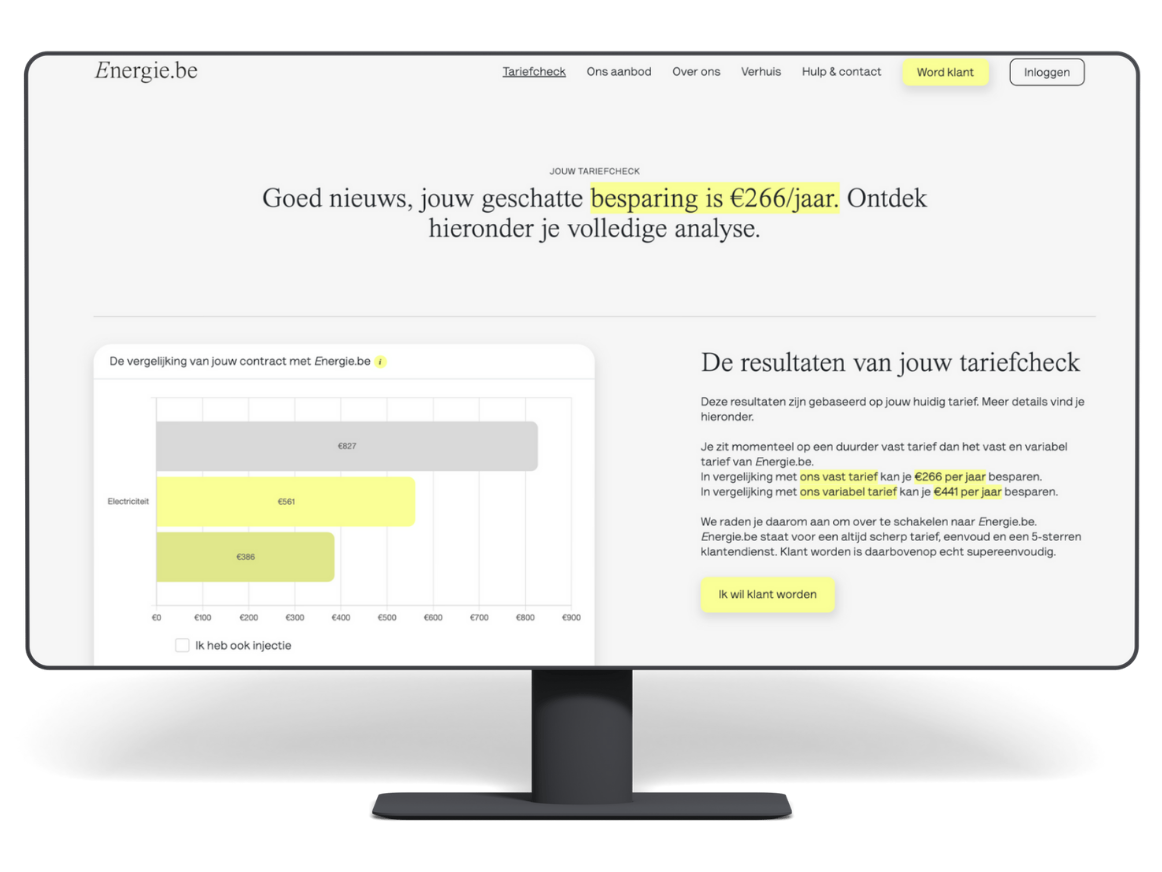 energie.be scherm voorbeeld