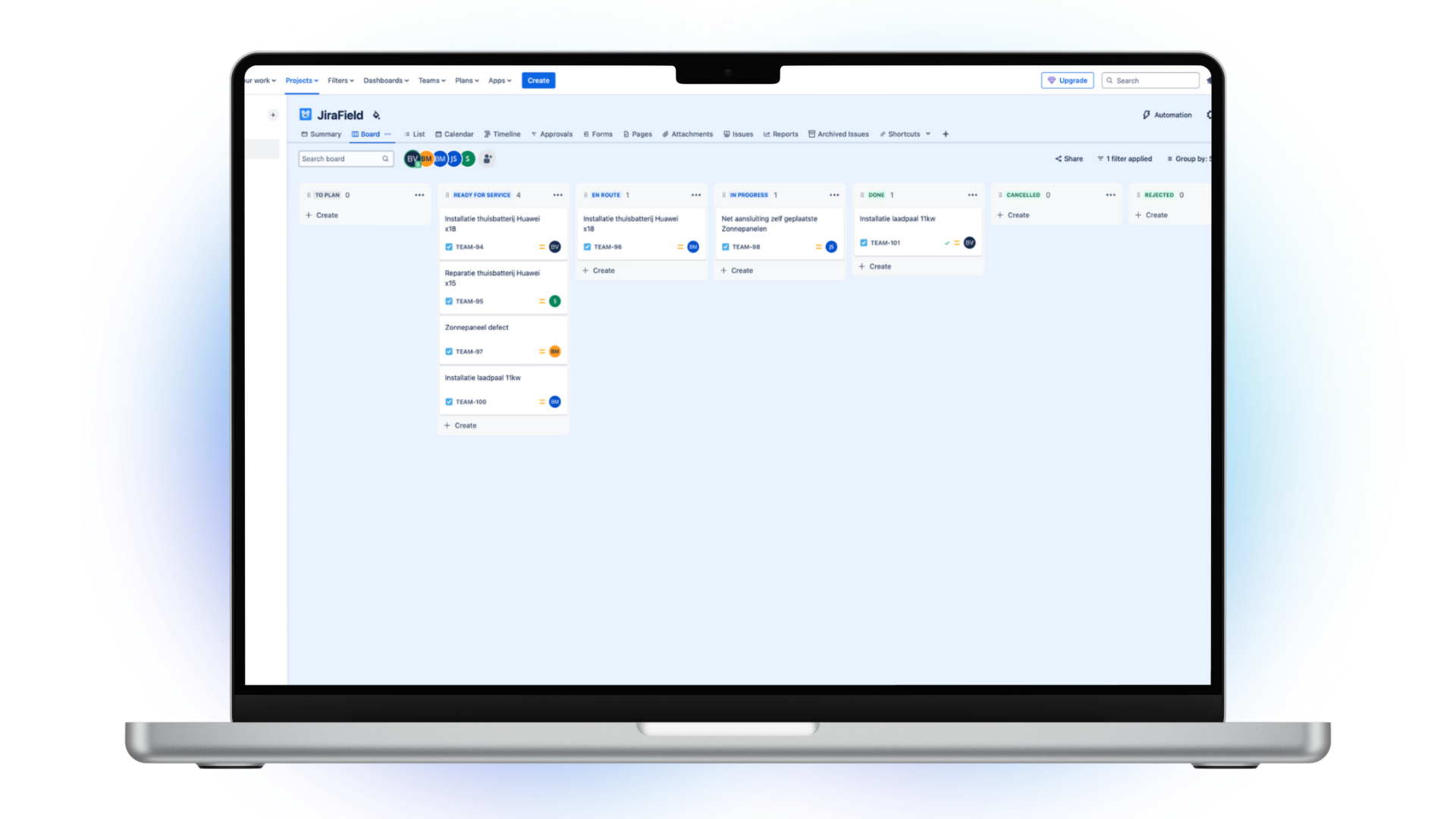 JiraField desktop realtime overview